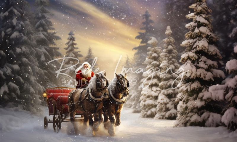 Kate Neige Calèche du Père Noël Toile de fond conçue par Lidia Redekopp