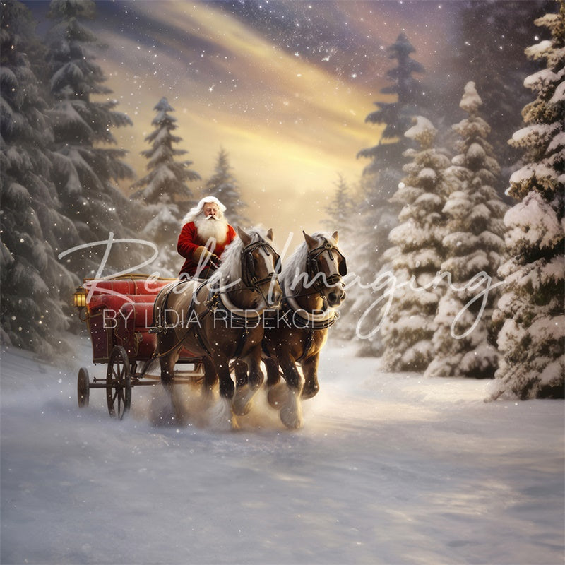 Kate Neige Calèche du Père Noël Toile de fond conçue par Lidia Redekopp