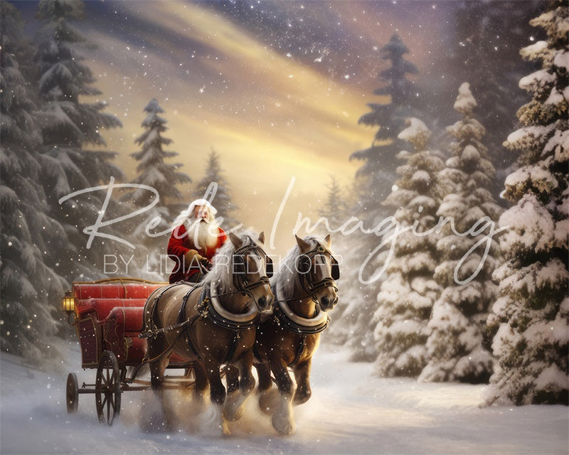Kate Neige Calèche du Père Noël Toile de fond conçue par Lidia Redekopp