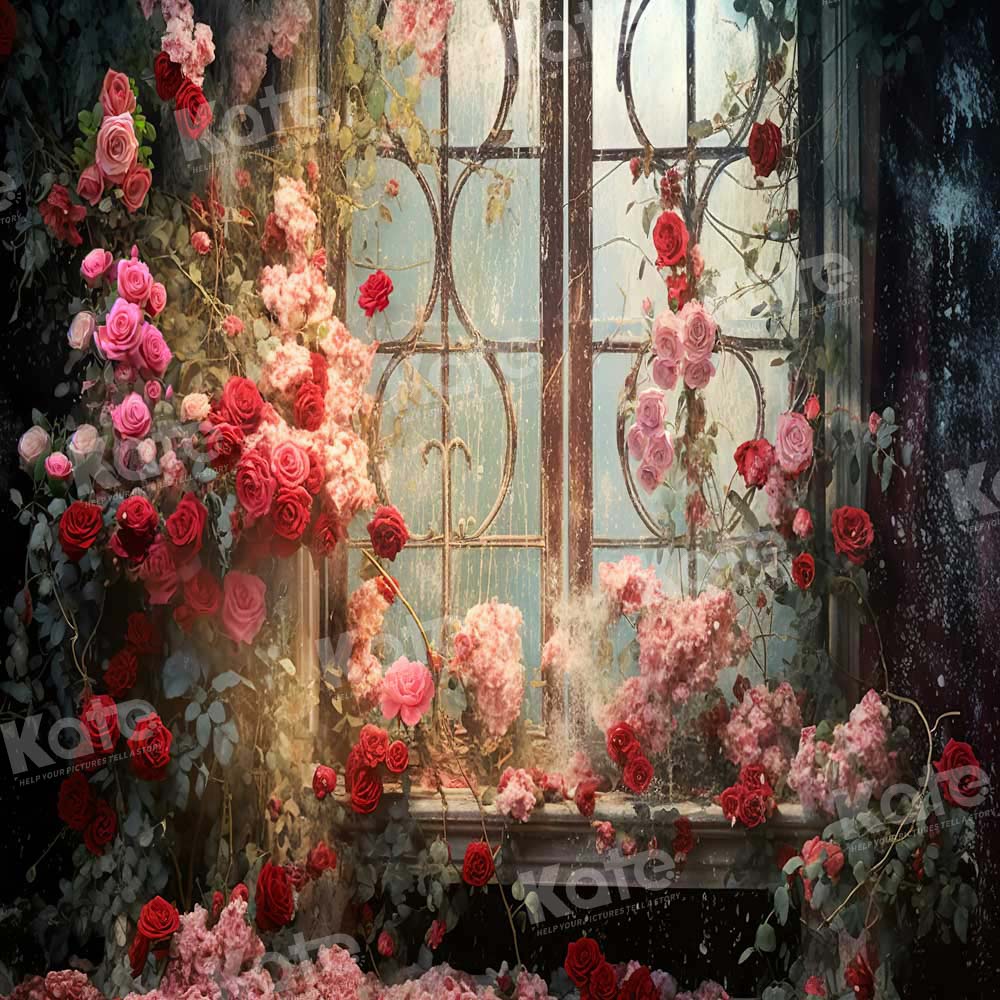 Kate Printemps Saint Valentin Rétro Floral Fenêtre Toile de fond conçue par Chain Photographie - Kate Backdrop FR