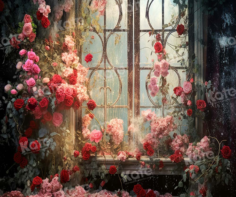 Kate Printemps Saint Valentin Rétro Floral Fenêtre Toile de fond conçue par Chain Photographie - Kate Backdrop FR