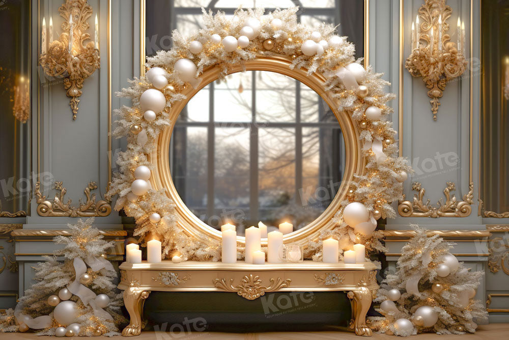 Kate Bougie Noël Décors Miroir Mur Rétro Toile de fond conçue par Emetselch - Kate Backdrop FR