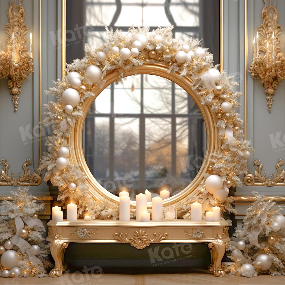 Kate Bougie Noël Décors Miroir Mur Rétro Toile de fond conçue par Emetselch - Kate Backdrop FR