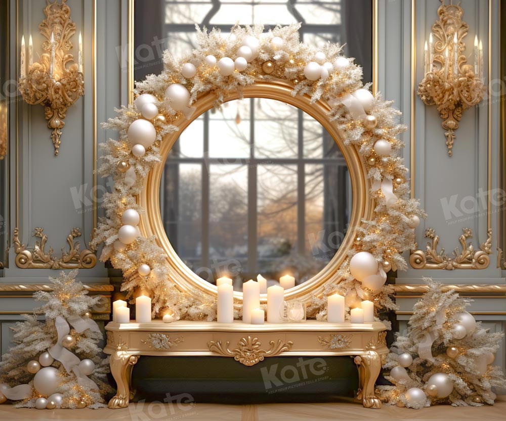 Kate Bougie Noël Décors Miroir Mur Rétro Toile de fond conçue par Emetselch - Kate Backdrop FR