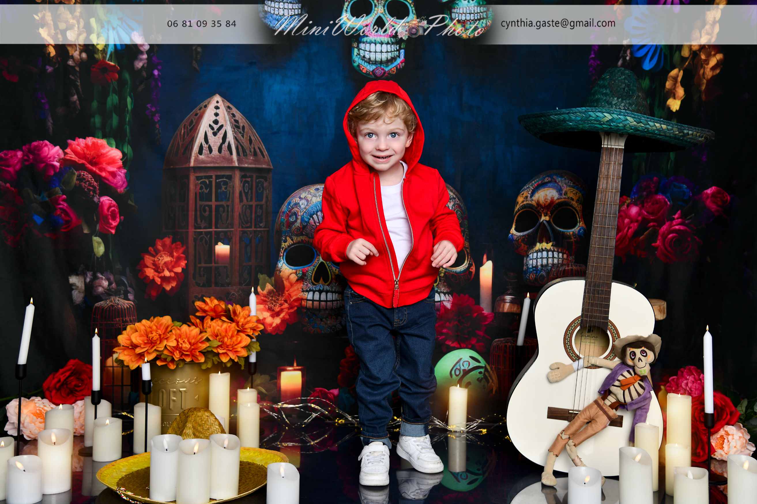 Kate Halloween Crâne Coloré Fleurs Toile de fond pour la photographie - Kate Backdrop FR