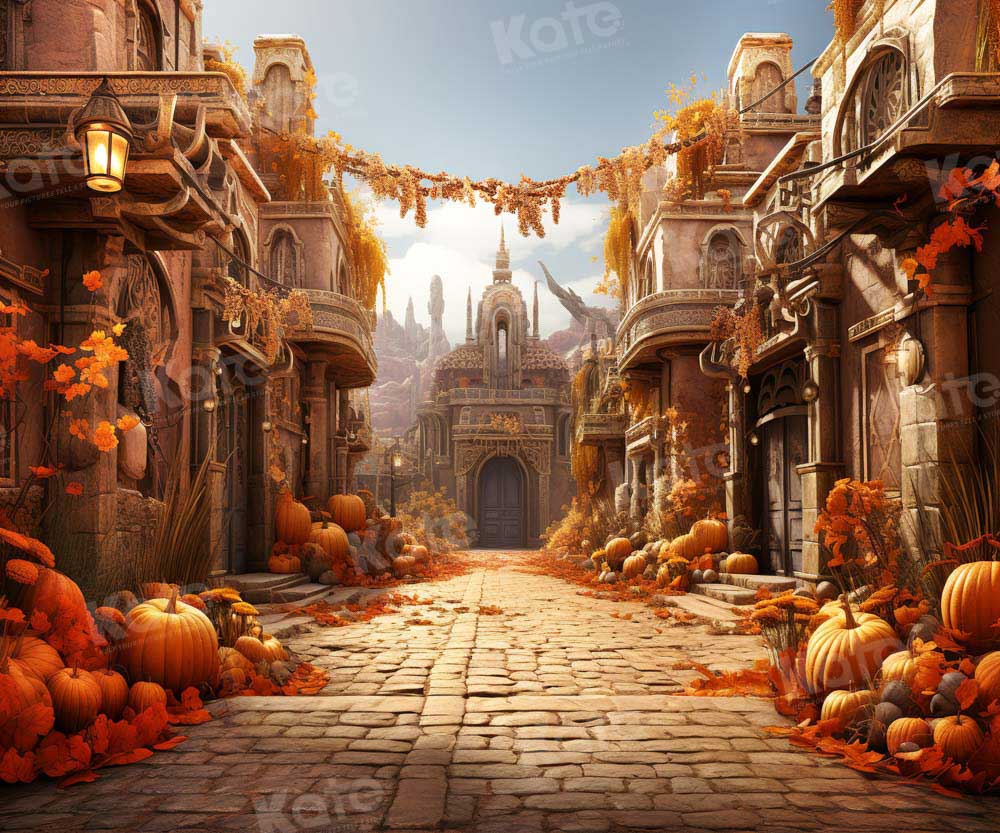 Kate Automne Citrouille Château Route Toile de fond conçue par Chain Photographie