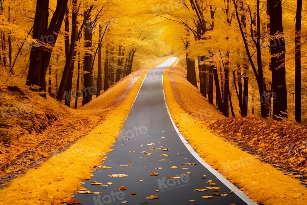 Kate Automne Feuilles Chemin Jaune Toile de fond conçue par Chain Photographie