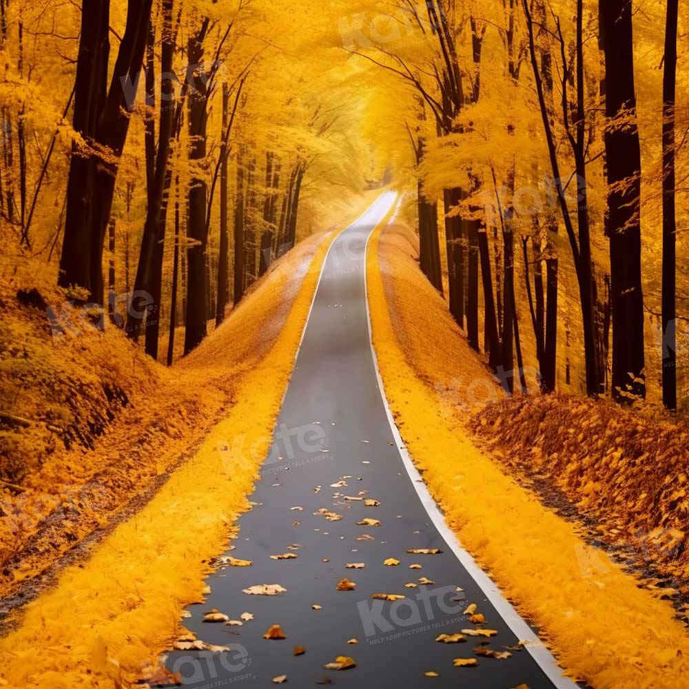 Kate Automne Feuilles Chemin Jaune Toile de fond conçue par Chain Photographie
