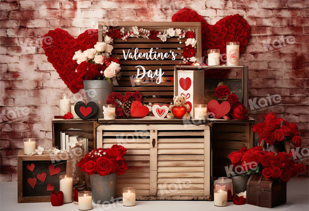 Kate Saint Valentin Roses rouges Bougie Toile de fond conçue par Emetselch