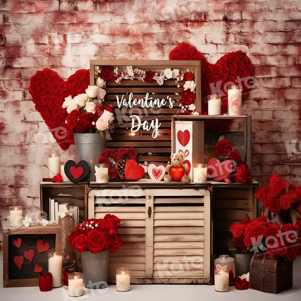 Kate Saint Valentin Roses rouges Bougie Toile de fond conçue par Emetselch