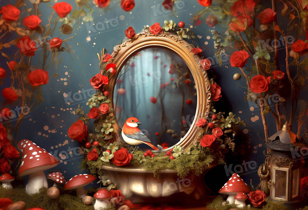 Kate Saint Valentin Roses rouges Miroir Toile de fond conçue par Chain Photographie - Kate Backdrop FR