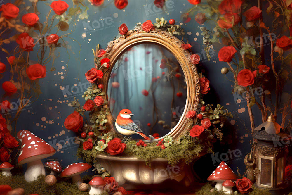 Kate Saint Valentin Roses rouges Miroir Toile de fond conçue par Chain Photographie - Kate Backdrop FR