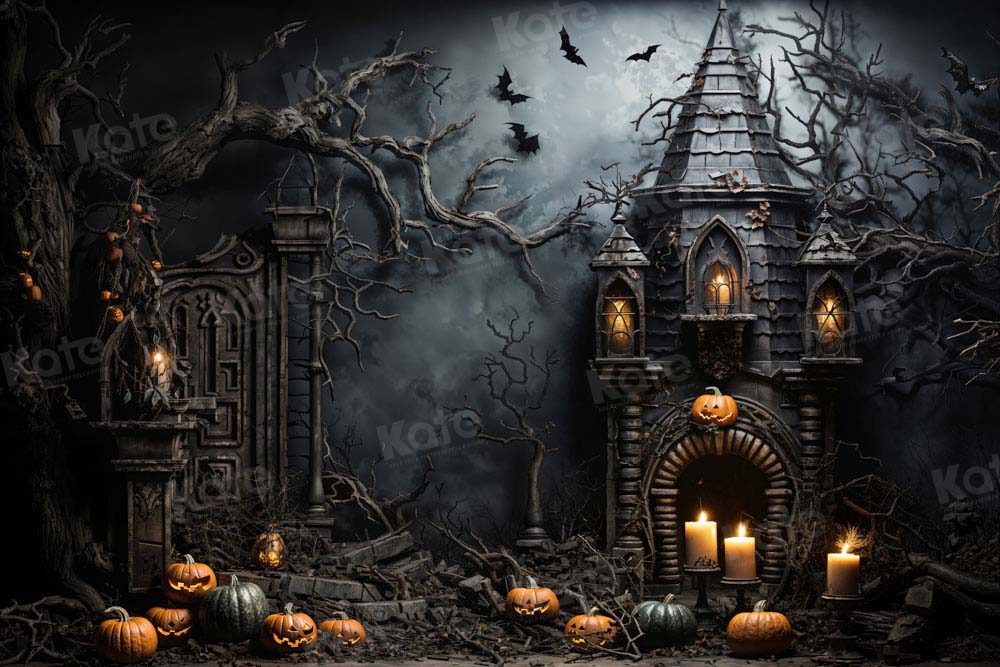Kate Halloween Chauve-souris Bougie Château Toile de fond conçue par Chain Photographie - Kate Backdrop FR