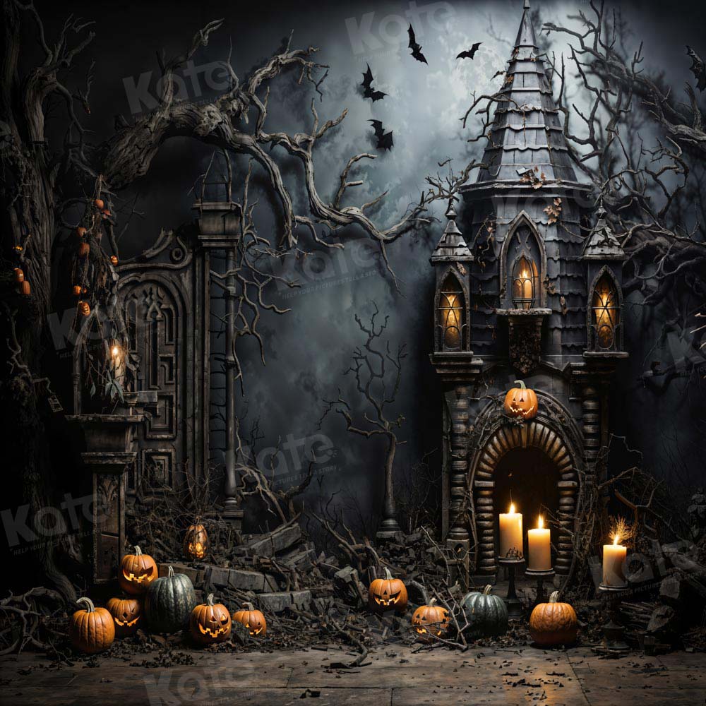 Kate Halloween Chauve-souris Bougie Château Toile de fond conçue par Chain Photographie - Kate Backdrop FR