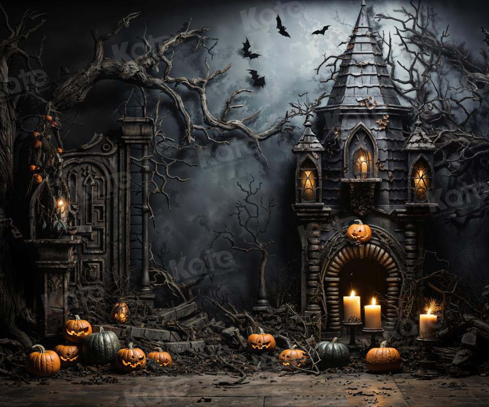 Kate Halloween Chauve-souris Bougie Château Toile de fond conçue par Chain Photographie - Kate Backdrop FR