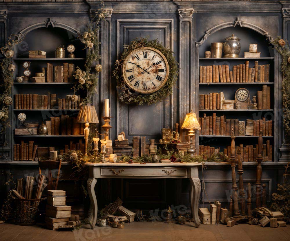 Kate Horloge Livres Chalet Rétro Toile de fond conçue par Emetselch