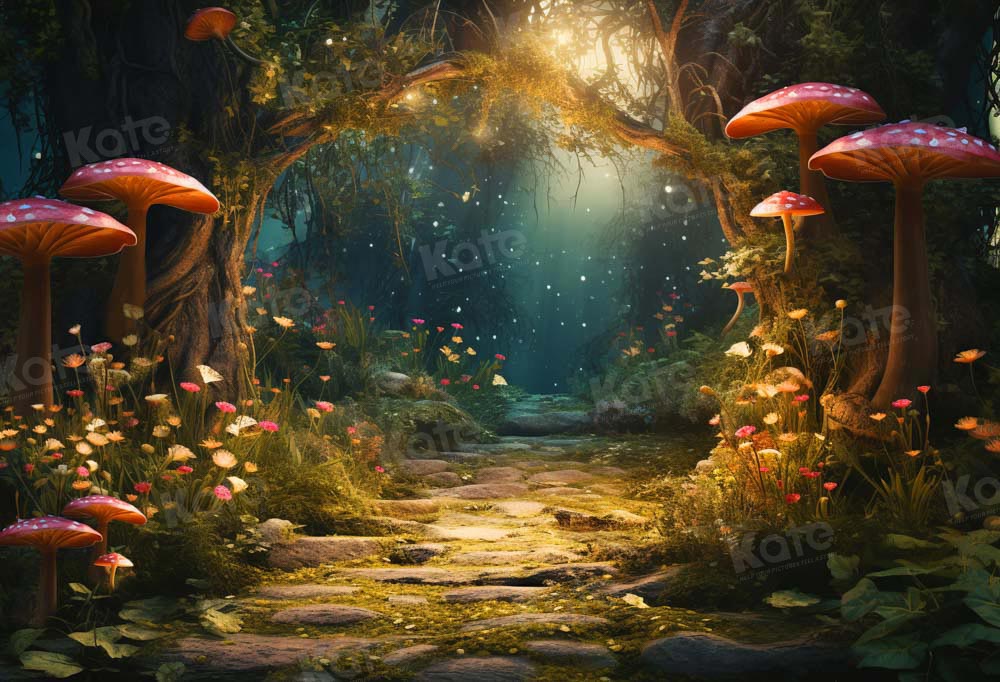 Kate Fantaisie Luciole Forêt de Champignons Toile de fond pour la photographie