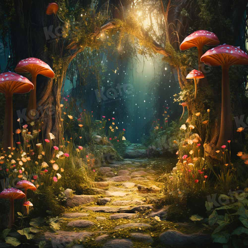 Kate Fantaisie Luciole Forêt de Champignons Toile de fond pour la photographie