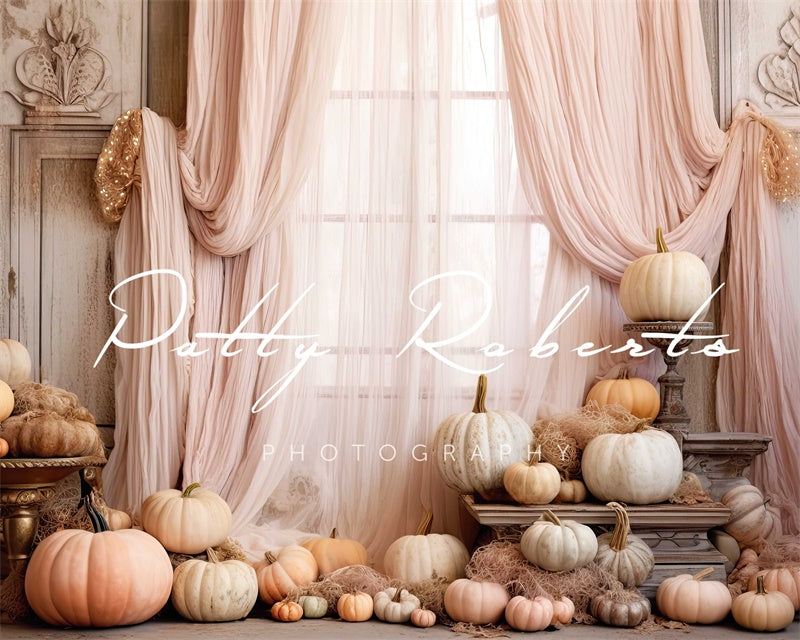 Kate Bohème Citrouilles Fenêtre Rideau Toile de fond conçue par Patty Robert - Kate Backdrop FR