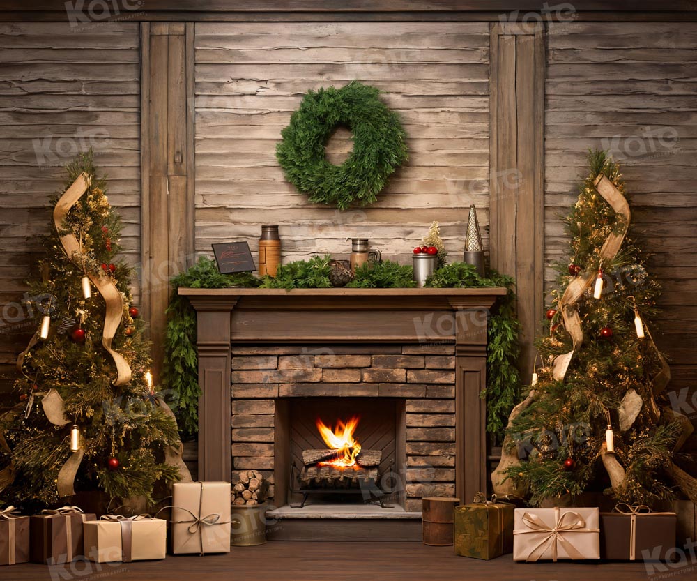 Kate Noël Arbre Cadeau Mur de Bois Toile de fond pour la photographie - Kate Backdrop FR