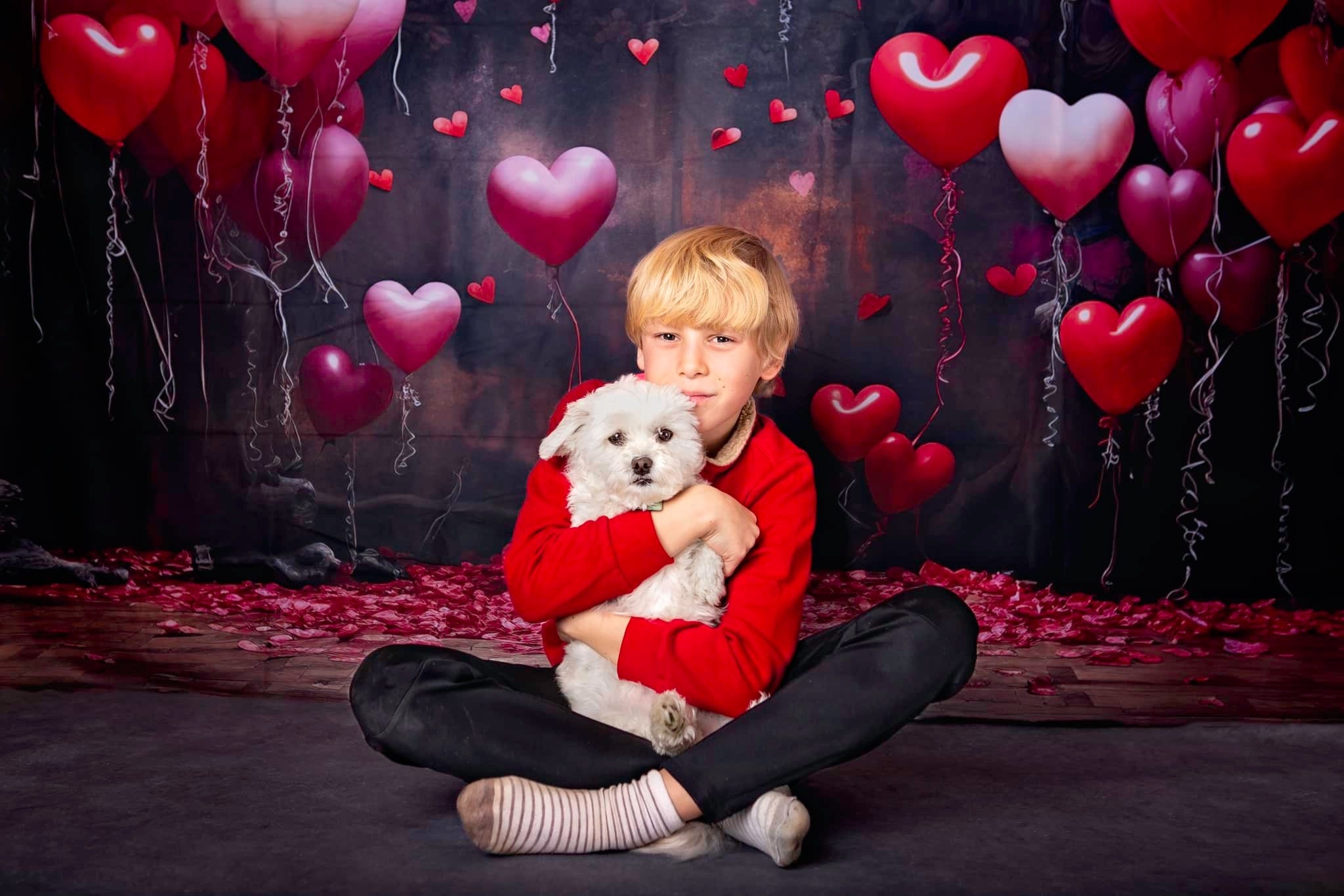 Kate Saint Valentin Ballons d'amour Rouge Toile de fond pour la photographie - Kate Backdrop FR