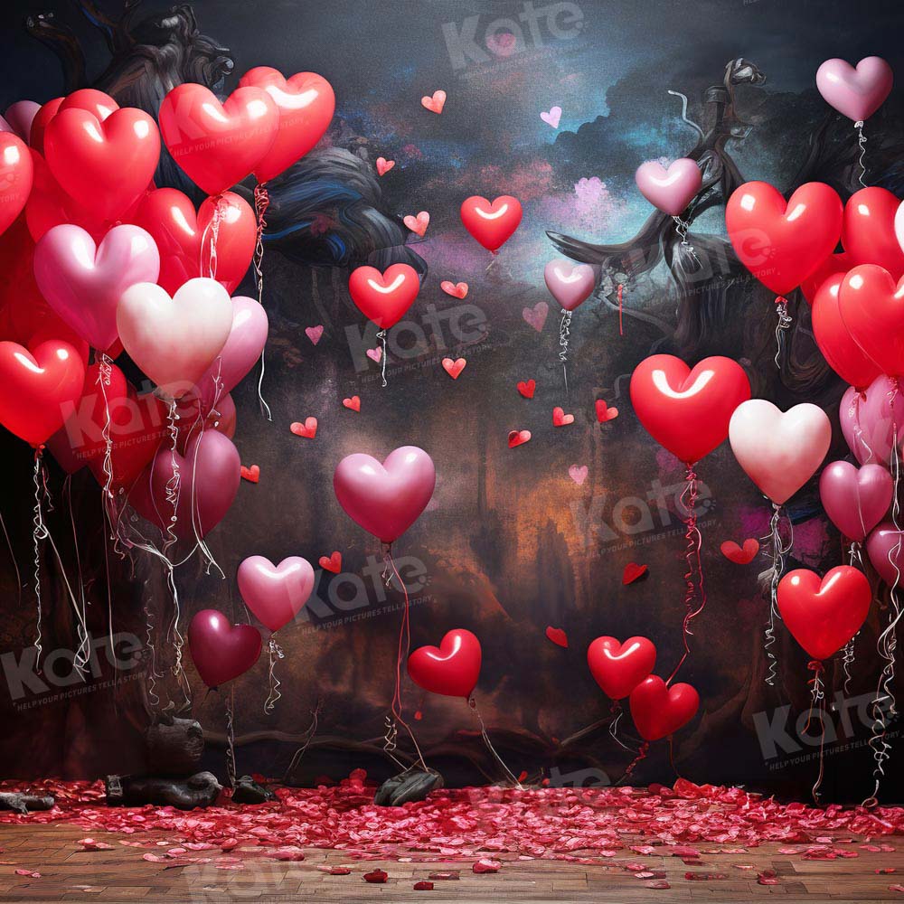 Kate Saint Valentin Ballons d'amour Rouge Toile de fond pour la photographie - Kate Backdrop FR