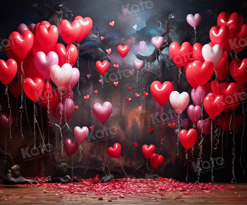Kate Saint Valentin Ballons d'amour Rouge Toile de fond pour la photographie - Kate Backdrop FR