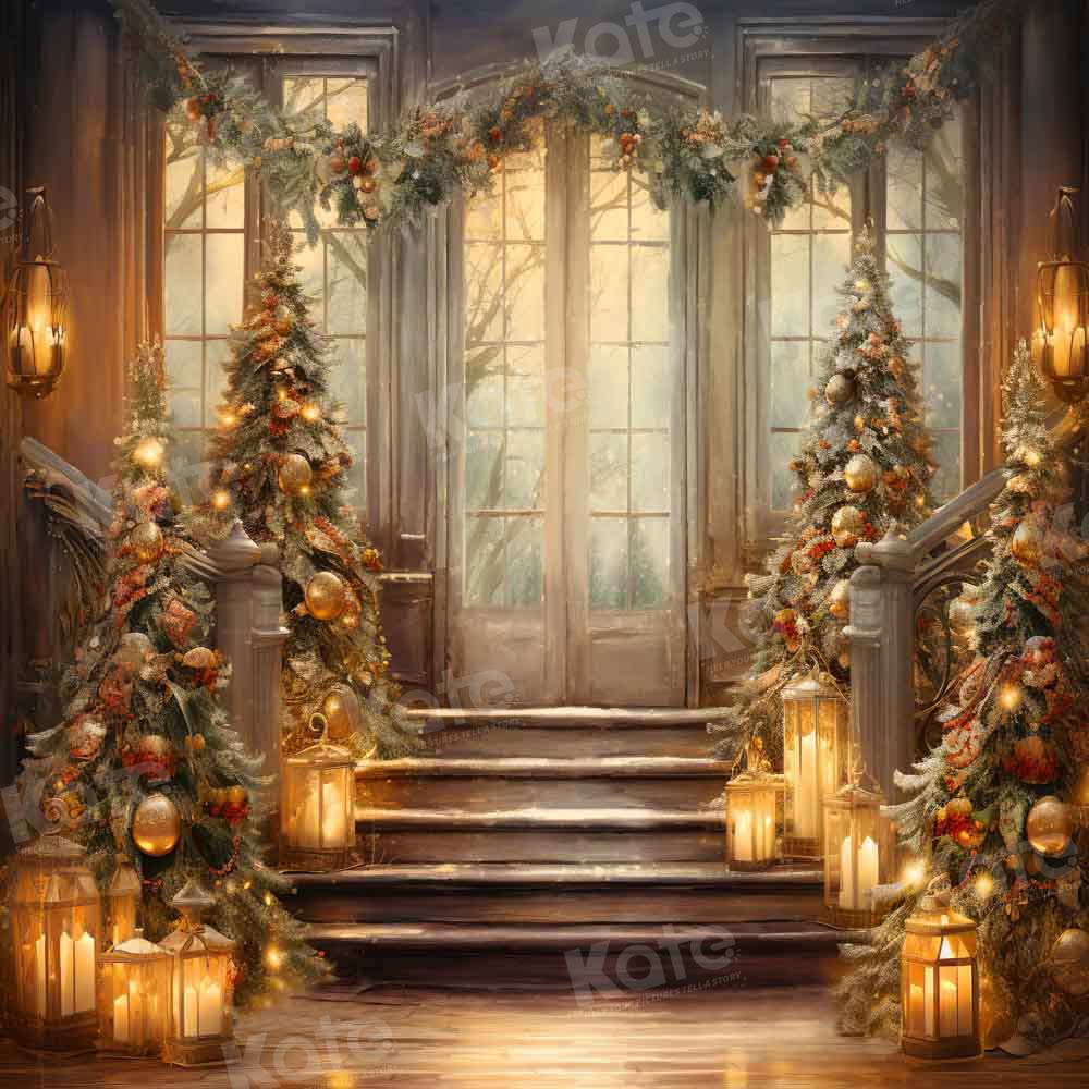 Kate Sapin de Noël Bougies Palais Toile de fond conçue par Chain Photographie - Kate Backdrop FR