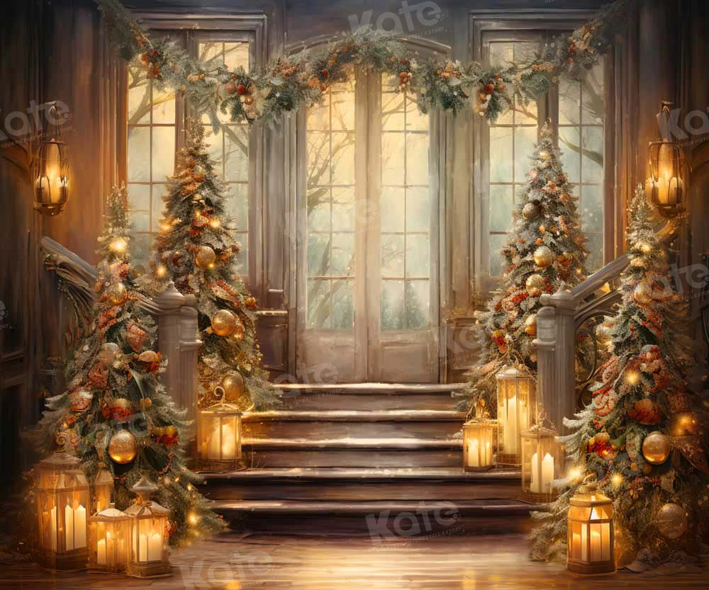 Kate Sapin de Noël Bougies Palais Toile de fond conçue par Chain Photographie - Kate Backdrop FR