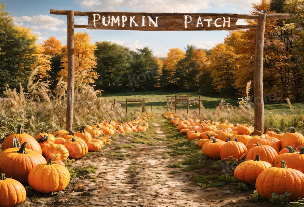 Kate Automne Ferme de citrouilles Jaune Toile de fond conçue par Emetselch