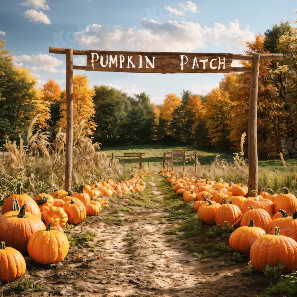 Kate Automne Ferme de citrouilles Jaune Toile de fond conçue par Emetselch