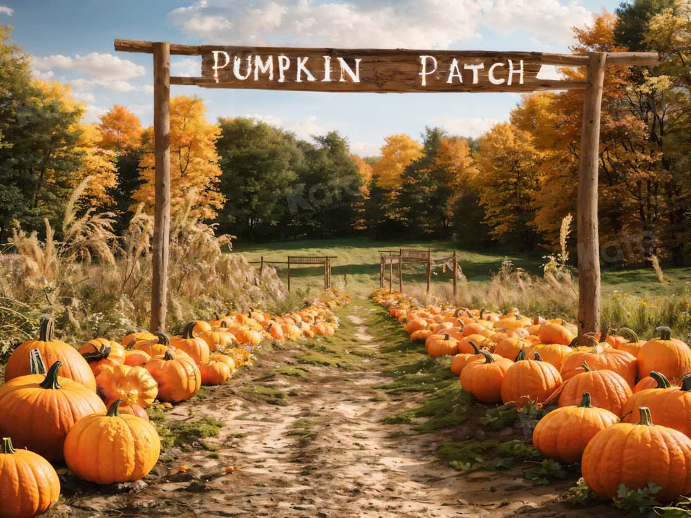 Kate Automne Ferme de citrouilles Jaune Toile de fond conçue par Emetselch