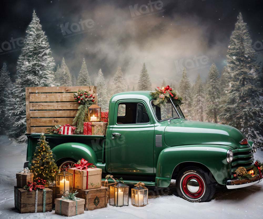 Kate Noël Cadeau Camion Vert Toile de fond conçue par Emetselch - Kate Backdrop FR