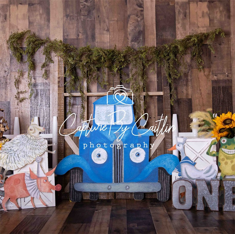 Kate Bleu Camion Anniversaire Enfant Toile de fond conçue par Caitlin Lynch - Kate Backdrop FR