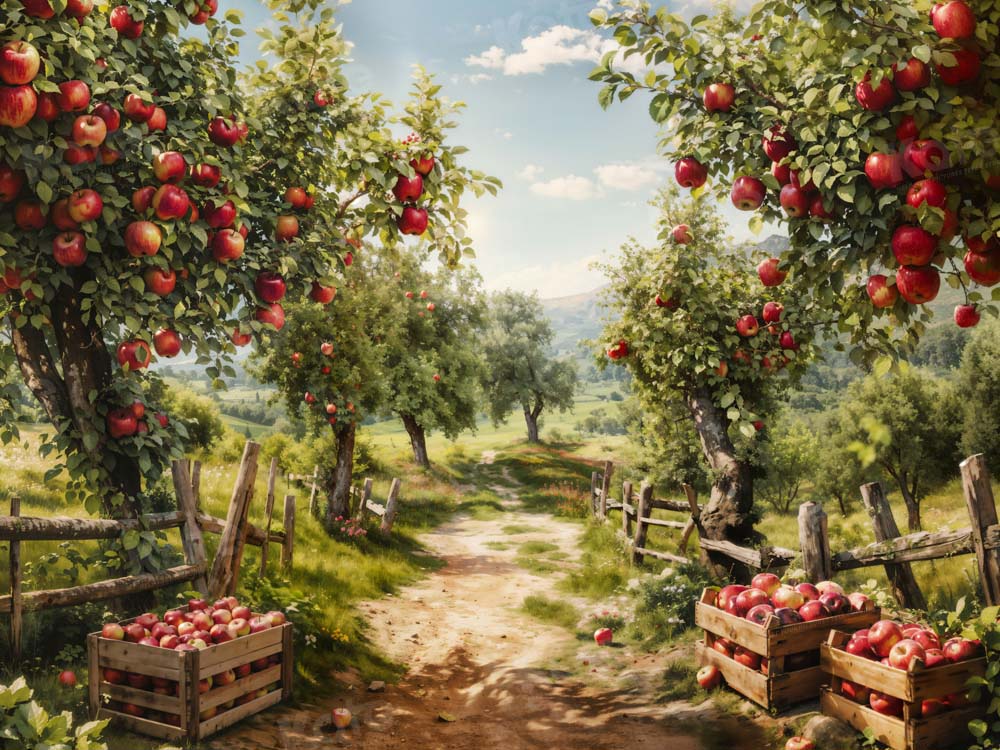Kate Automne Pommier Chemin Toile de fond conçue par Emetselch
