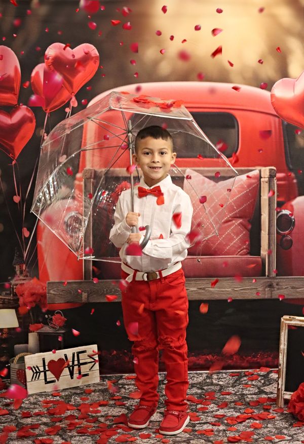 Kate Saint Valentin Amour Rouge Ballons Camion Toile de fond conçue par Chain Photographie - Kate Backdrop FR
