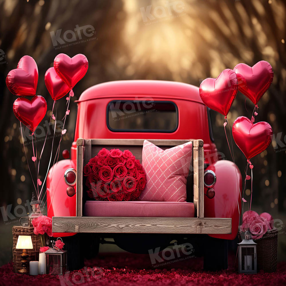 Kate Saint Valentin Amour Rouge Ballons Camion Toile de fond conçue par Chain Photographie - Kate Backdrop FR