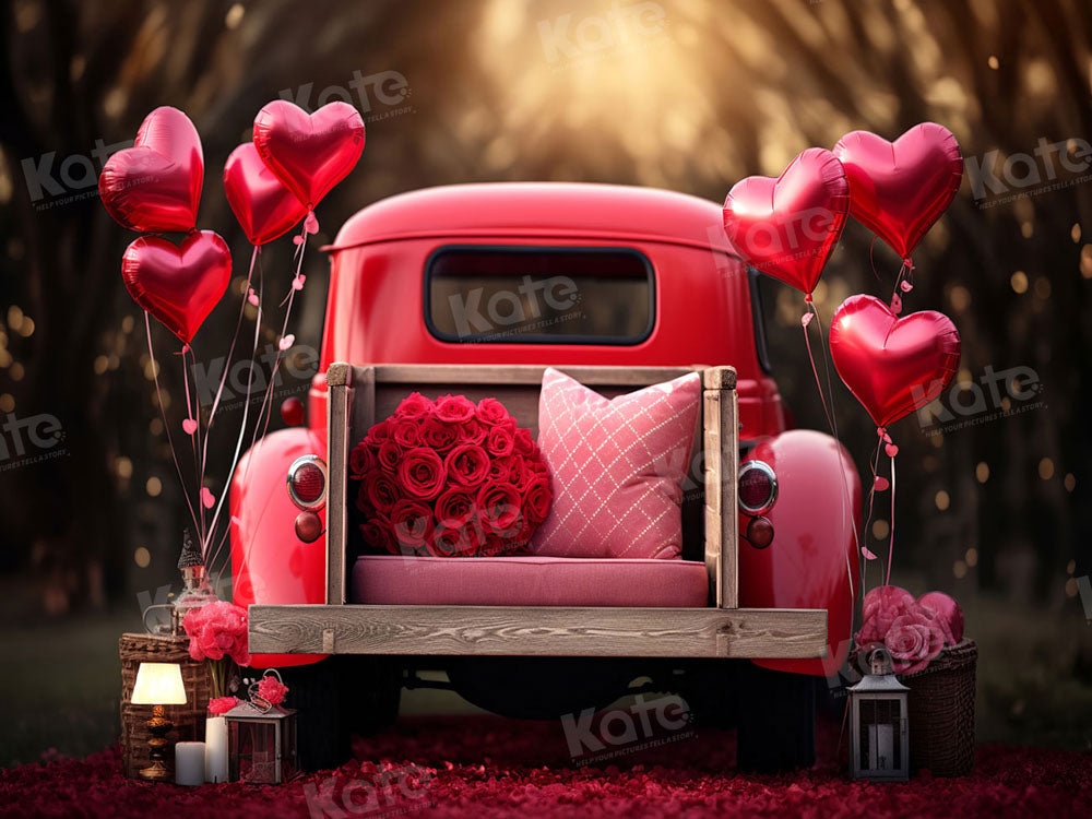 Kate Saint Valentin Amour Rouge Ballons Camion Toile de fond conçue par Chain Photographie - Kate Backdrop FR