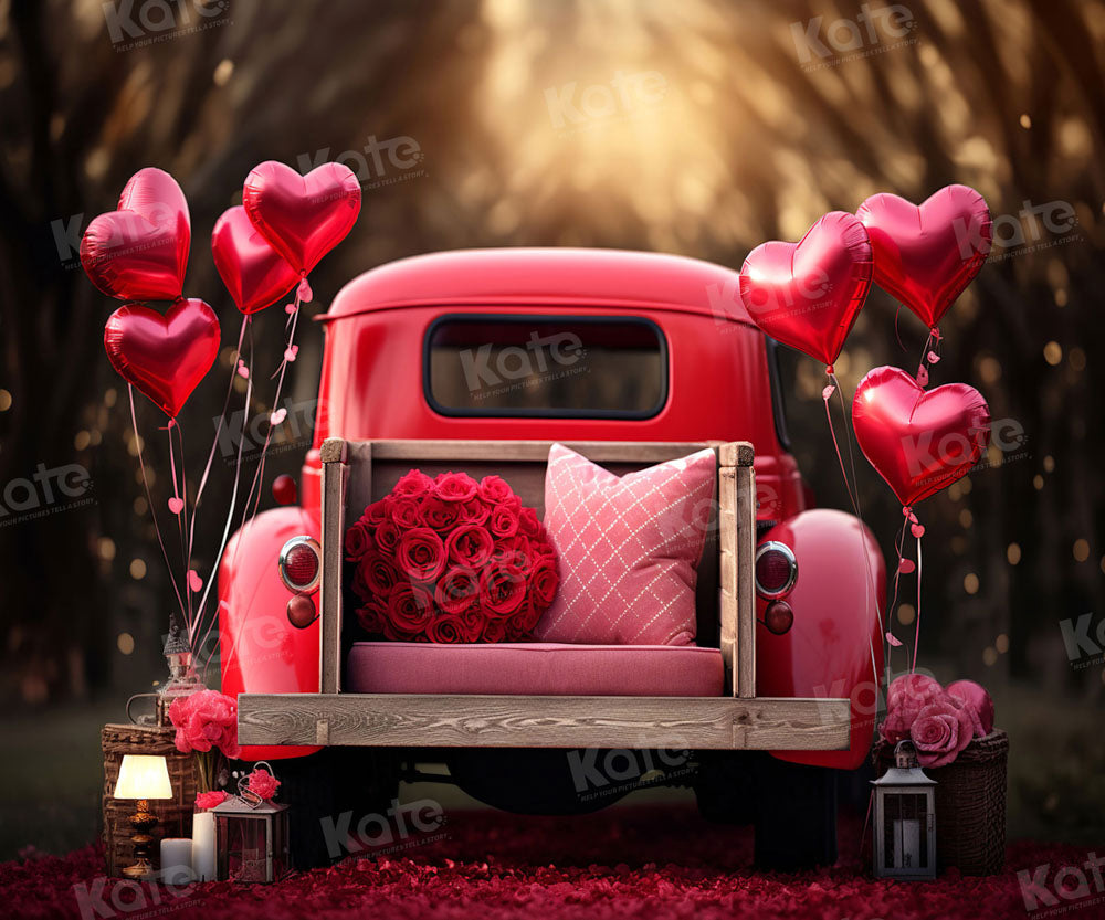 Kate Saint Valentin Amour Rouge Ballons Camion Toile de fond conçue par Chain Photographie - Kate Backdrop FR