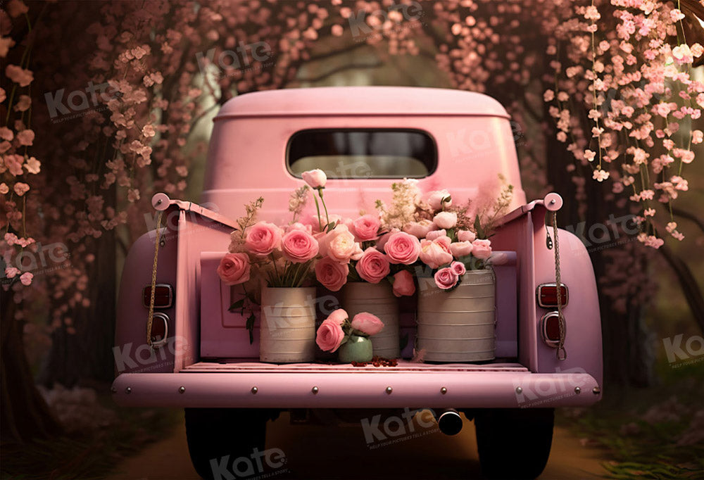 Kate Saint Valentin Rose Fleurs Camion Toile de fond conçue par Chain Photographie - Kate Backdrop FR