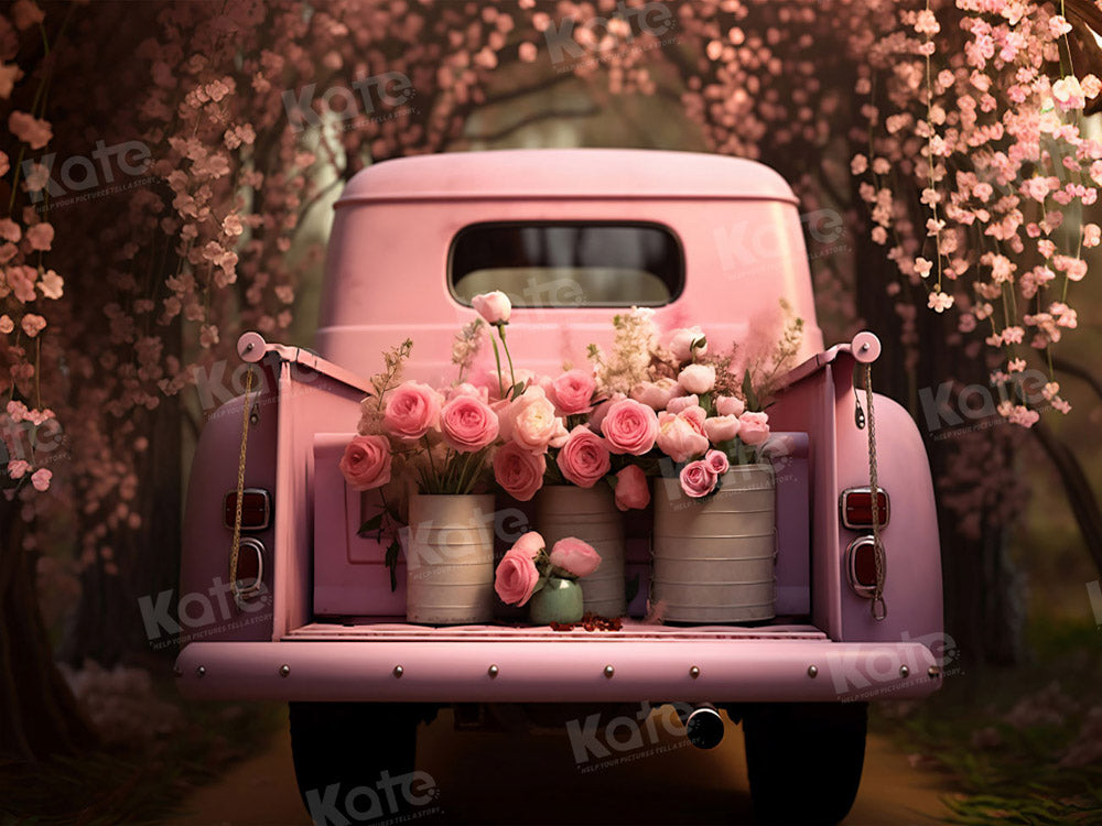 Kate Saint Valentin Rose Fleurs Camion Toile de fond conçue par Chain Photographie - Kate Backdrop FR