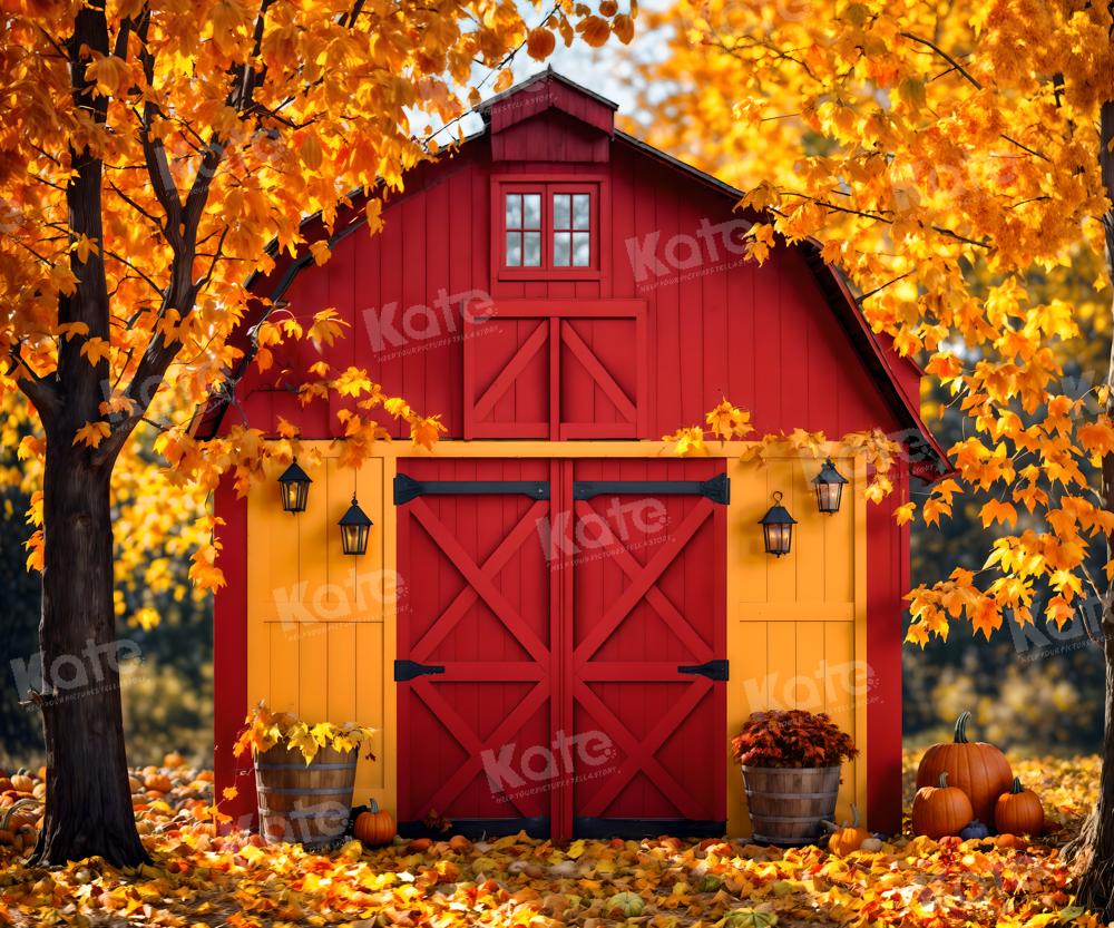 Kate Automne Extérieur Maison Feuilles d'érable Toile de fond pour la photographie - Kate Backdrop FR