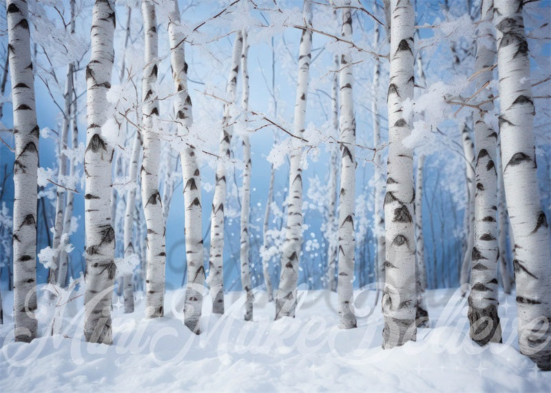 Kate Noël Hiver Bouleaux Neige Toile de fond conçue par Mini MakeBelieve - Kate Backdrop FR