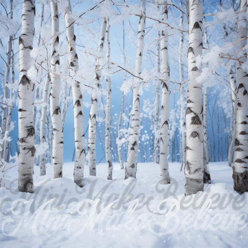 Kate Noël Hiver Bouleaux Neige Toile de fond conçue par Mini MakeBelieve - Kate Backdrop FR