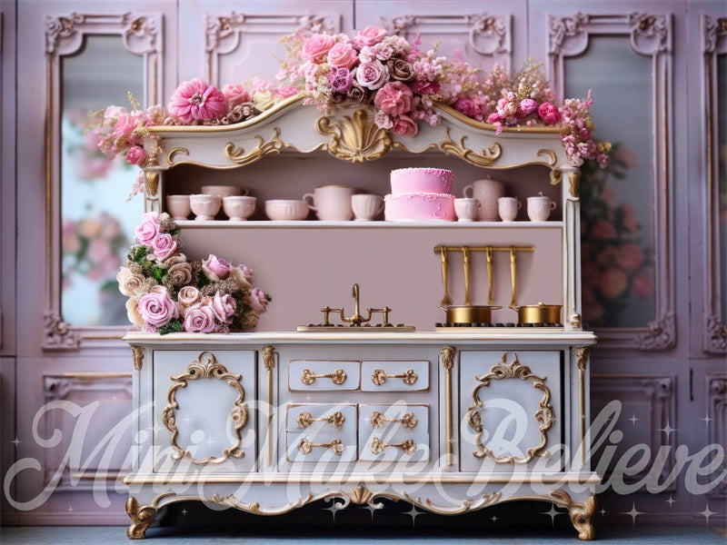 Kate Saint-Valentin Maison de poupées Cuisine Toile de fond conçue par Mini MakeBelieve - Kate Backdrop FR