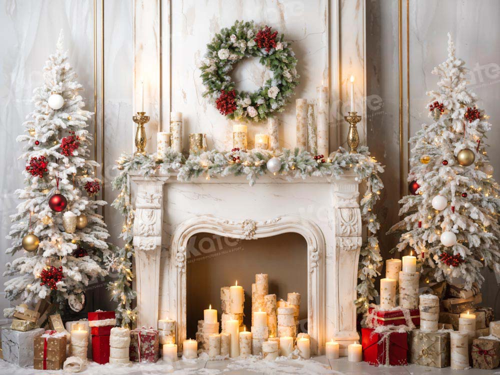 Kate Sapin de Noël Cheminée Bougeoir Toile de fond conçue par Chain Photographie - Kate Backdrop FR
