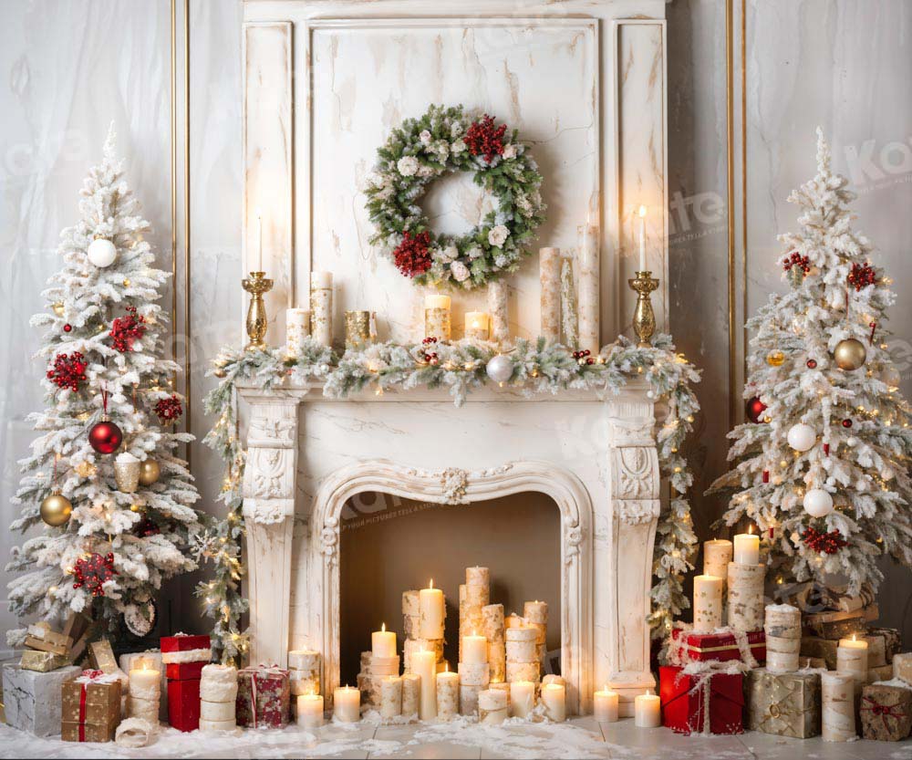 Kate Sapin de Noël Cheminée Bougeoir Toile de fond conçue par Chain Photographie - Kate Backdrop FR