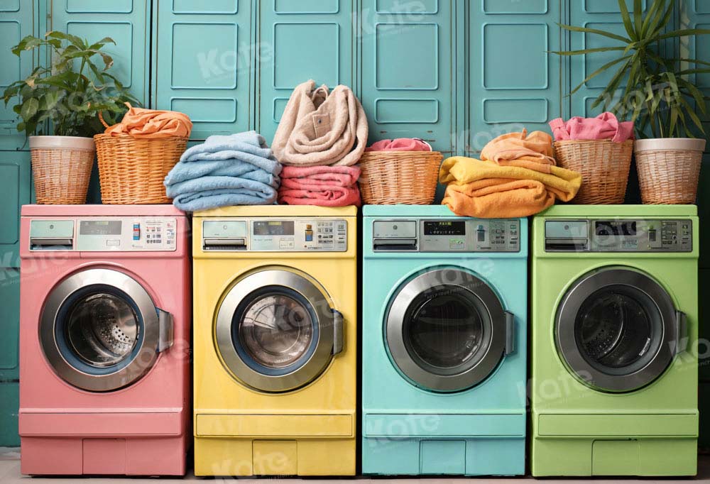Kate Jour de lessive Coloré Machine à laver Toile de fond en Laine conçue par Chain Photographie
