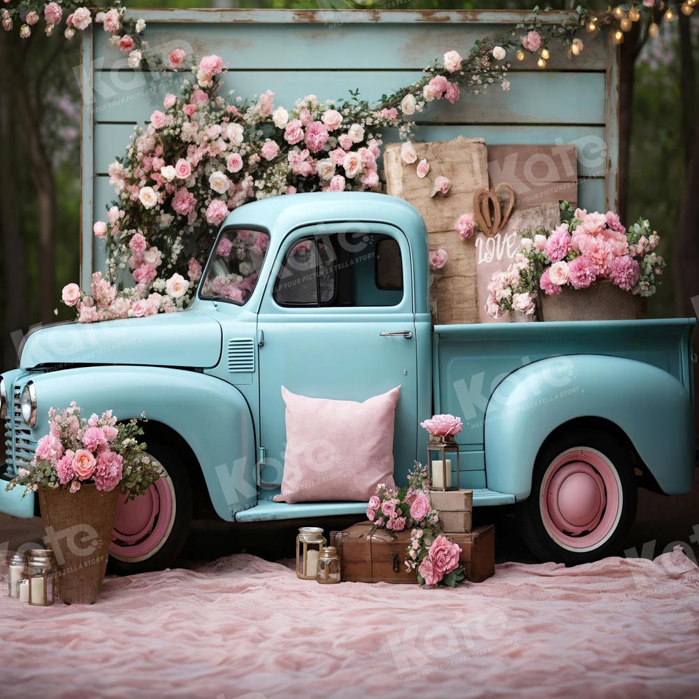 Kate Saint Valentin Fleurs Rose Camion Toile de fond conçue par Emetselch - Kate Backdrop FR