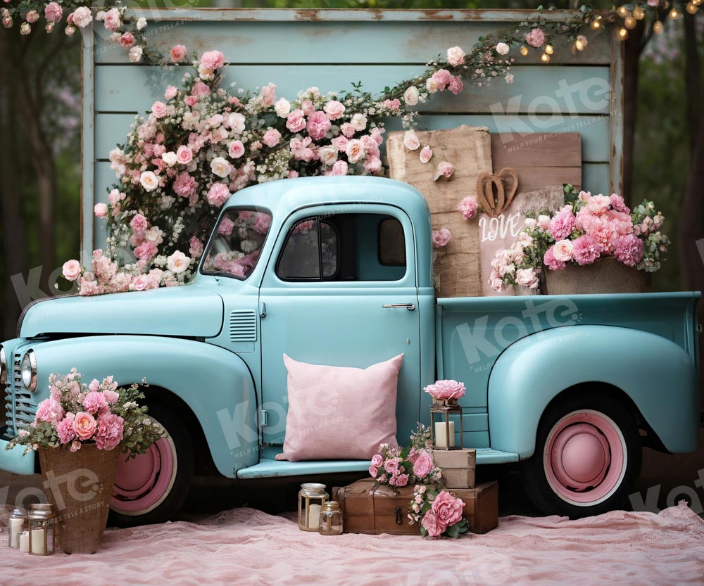 Kate Saint Valentin Fleurs Rose Camion Toile de fond conçue par Emetselch - Kate Backdrop FR
